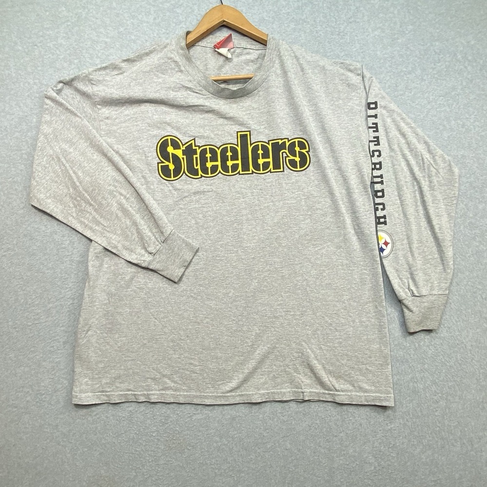 VF Imagewear Pittsburgh Steelers TShirt Sz XL Mens Gray Y2K Graphic Long Sleeve